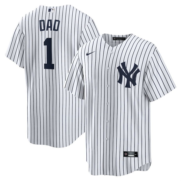 Camiseta Beisbol Hombre New York Yankees NO 1 Dad Primera Replica Blanco
